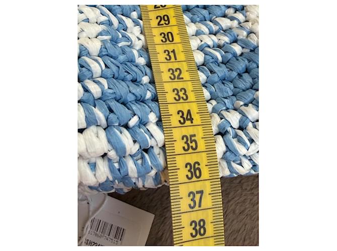 Cesto Prada in crochet blu e bianco - vista 9