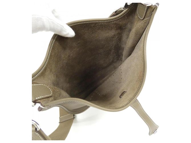 Hermès Borsa a tracolla Hermes Evelyne 3 PM in Etoupe Gray Taupe - vista 6