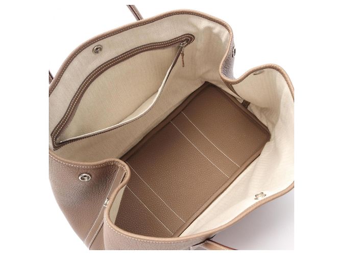 Hermès Borsa Tote Hermes Garden Party PM Marrone Taupe - vista 3