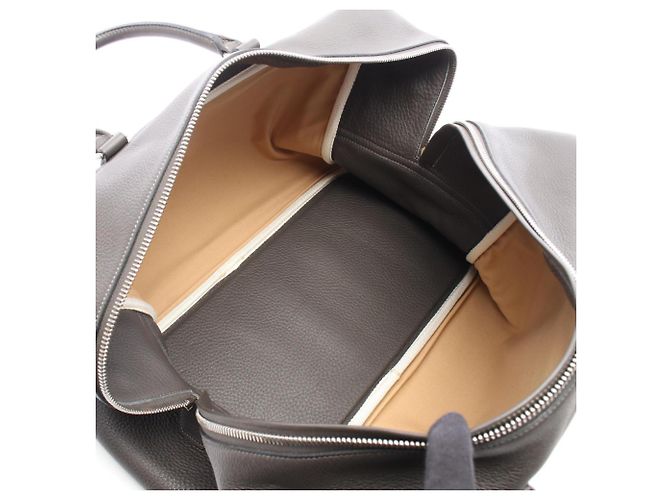 Hermès Borsa Boston Hermes Plume 45 Marrone Damier ebene - vista 3
