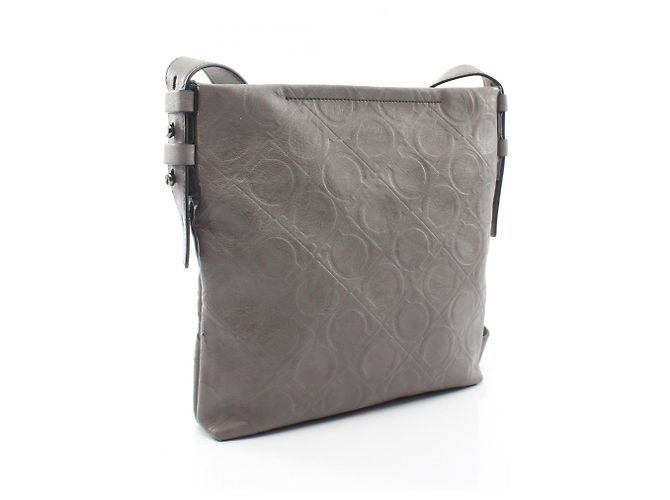 Borsa a tracolla Salvatore Ferragamo Gancini in pelle grigia - vista 2
