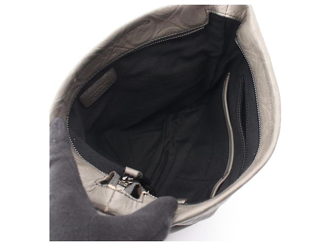 Borsa a tracolla Salvatore Ferragamo Gancini in pelle grigia - vista 3