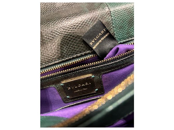 Bulgari Borsa a tracolla Serpenti Forever in pelle esotica Nero Verde - vista 4