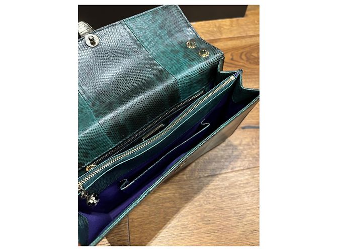 Bulgari Borsa a tracolla Serpenti Forever in pelle esotica Nero Verde - vista 6