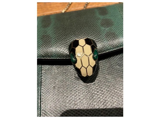 Bulgari Borsa a tracolla Serpenti Forever in pelle esotica Nero Verde - vista 7