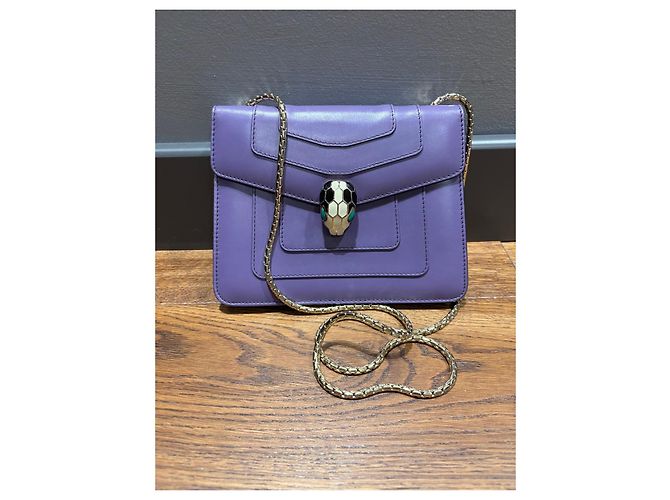 Bulgari Borsa a Spalla Serpenti Forever in pelle viola Porpora - vista 10