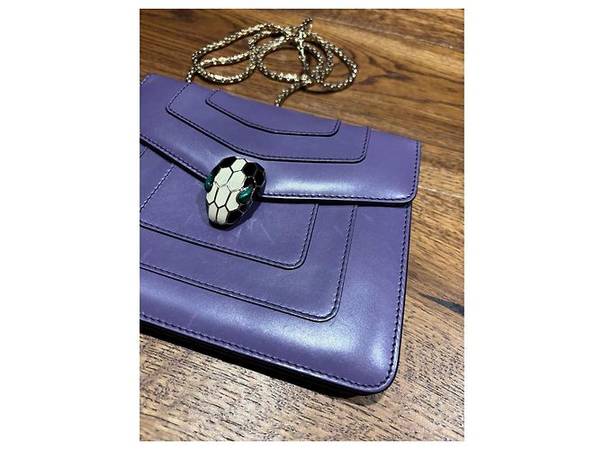 Bulgari Borsa a Spalla Serpenti Forever in pelle viola Porpora - vista 11