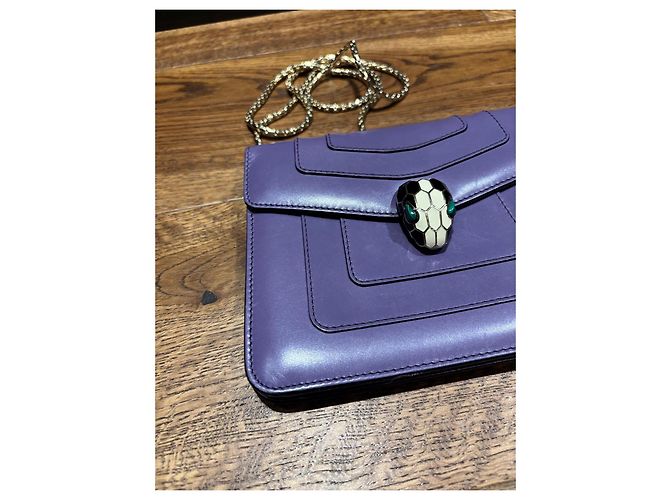 Bulgari Borsa a Spalla Serpenti Forever in pelle viola Porpora - vista 8