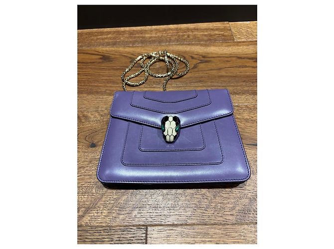 Bulgari Borsa a Spalla Serpenti Forever in pelle viola Porpora - vista 9