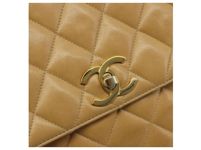 CHANEL Matelasse Chain Shoulder Bag Pelle Beige Oro CC Auth 188722 D'oro - vista 19