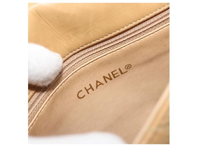 CHANEL Matelasse Chain Shoulder Bag Pelle Beige Oro CC Auth 188722 D'oro - vista 21