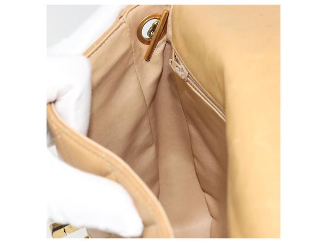 CHANEL Matelasse Chain Shoulder Bag Pelle Beige Oro CC Auth 188722 D'oro - vista 23