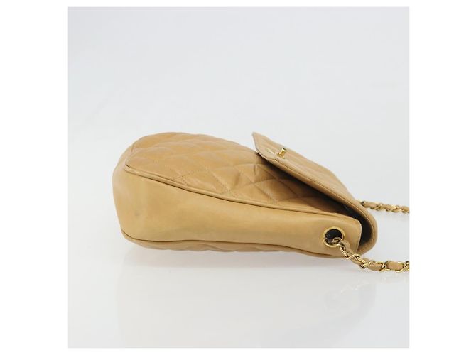 CHANEL Matelasse Chain Shoulder Bag Pelle Beige Oro CC Auth 188722 D'oro - vista 3