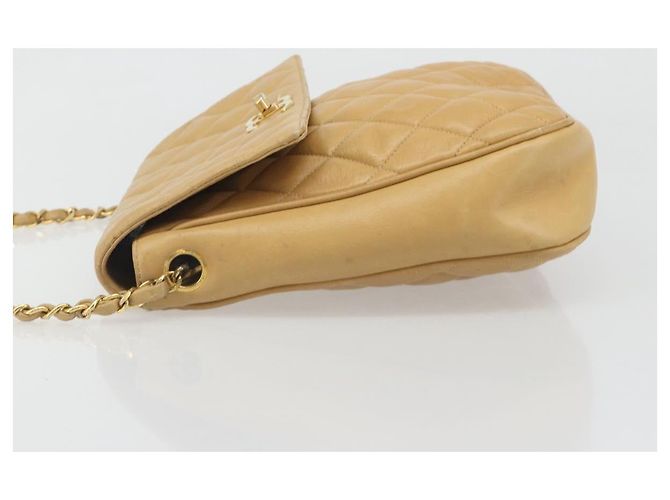 CHANEL Matelasse Chain Shoulder Bag Pelle Beige Oro CC Auth 188722 D'oro - vista 4