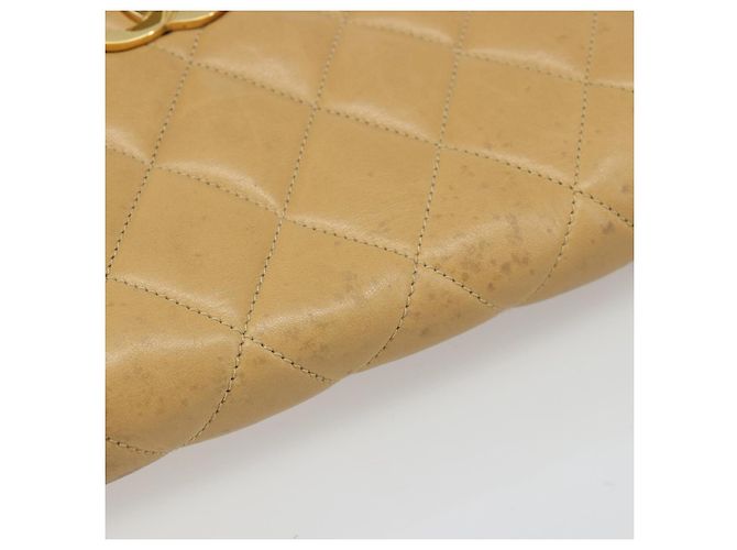 CHANEL Matelasse Chain Shoulder Bag Pelle Beige Oro CC Auth 188722 D'oro - vista 7