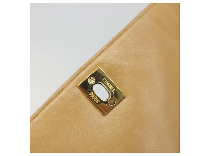 CHANEL Matelasse Chain Shoulder Bag Pelle Beige Oro CC Auth 188722 D'oro - vista 9