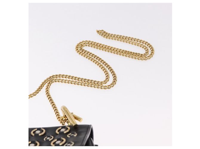 Chloé Borsa a Spalla con Catena Chloe Drew in Pelle Nera e Oro Auth 189046A Nero D'oro - vista 8