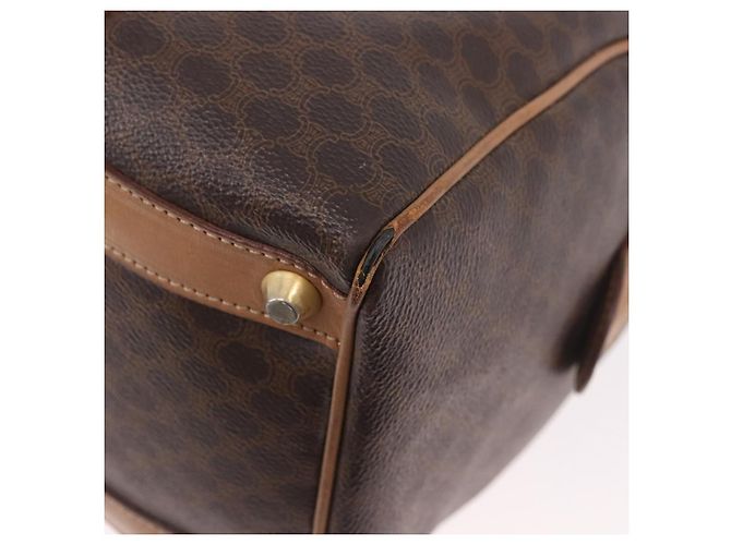 Céline Borsa Boston CELINE Macadam Canvas PVC Pelle Marrone Oro Auth 188493 D'oro - vista 10