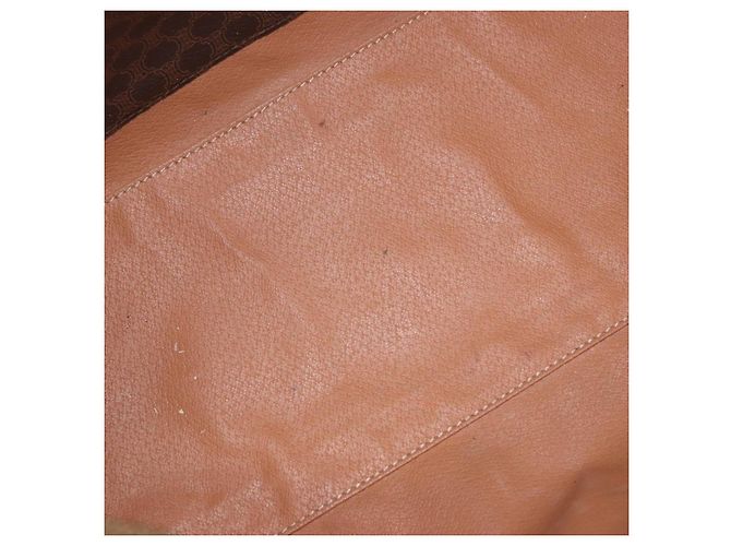 Céline Borsa Boston CELINE Macadam Canvas PVC Pelle Marrone Oro Auth 188493 D'oro - vista 11