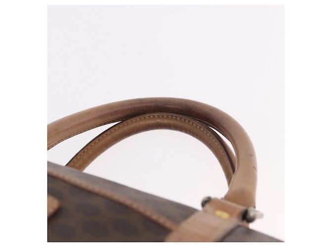 Céline Borsa Boston CELINE Macadam Canvas PVC Pelle Marrone Oro Auth 188493 D'oro - vista 14
