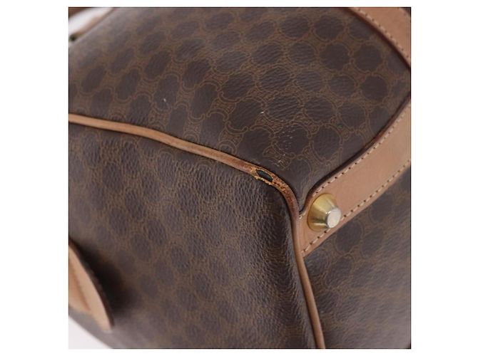 Céline Borsa Boston CELINE Macadam Canvas PVC Pelle Marrone Oro Auth 188493 D'oro - vista 15