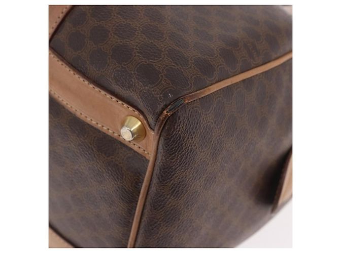 Céline Borsa Boston CELINE Macadam Canvas PVC Pelle Marrone Oro Auth 188493 D'oro - vista 16