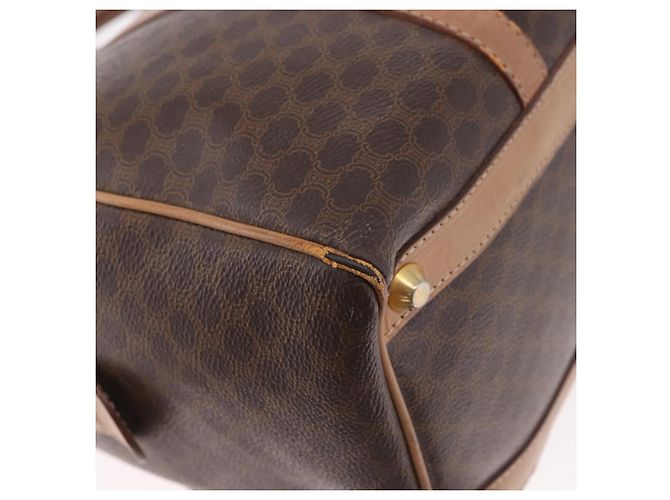 Céline Borsa Boston CELINE Macadam Canvas PVC Pelle Marrone Oro Auth 188493 D'oro - vista 17