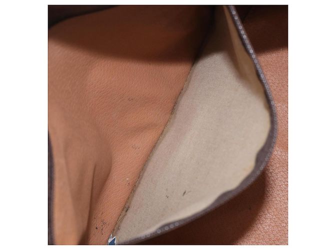 Céline Borsa Boston CELINE Macadam Canvas PVC Pelle Marrone Oro Auth 188493 D'oro - vista 23