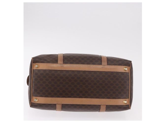 Céline Borsa Boston CELINE Macadam Canvas PVC Pelle Marrone Oro Auth 188493 D'oro - vista 6