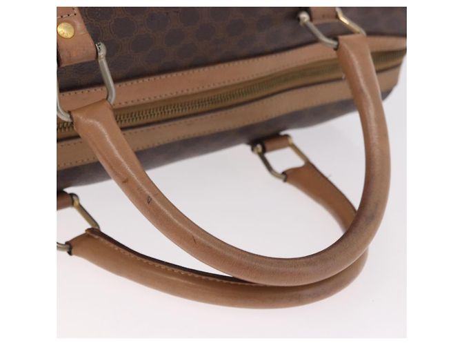 Céline Borsa Boston CELINE Macadam Canvas PVC Pelle Marrone Oro Auth 188493 D'oro - vista 9