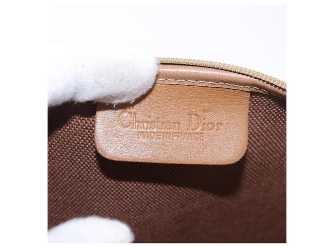 Bolsa de ombro com corrente Christian Dior Honeycomb Canvas PVC Bege Ouro Auth ka4914 Dourado - vista 11