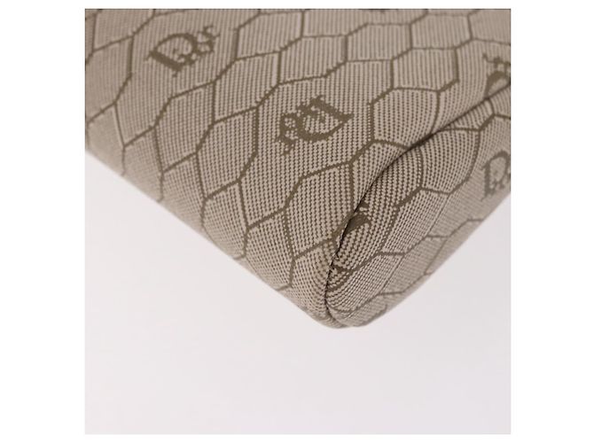 Bolsa de ombro com corrente Christian Dior Honeycomb Canvas PVC Bege Ouro Auth ka4914 Dourado - vista 16
