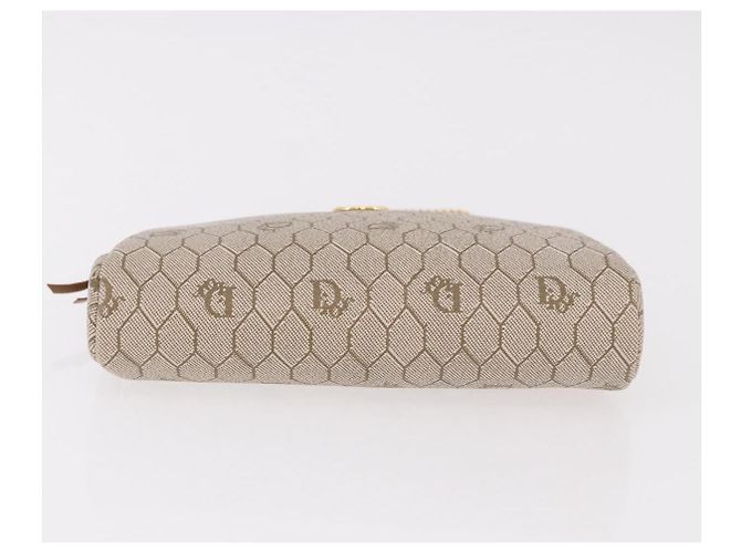Bolsa de ombro com corrente Christian Dior Honeycomb Canvas PVC Bege Ouro Auth ka4914 Dourado - vista 5