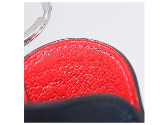 Ring Hermès Portachiavi Baseball HERMES in pelle blu navy e argento Auth bs35720V - vista 12