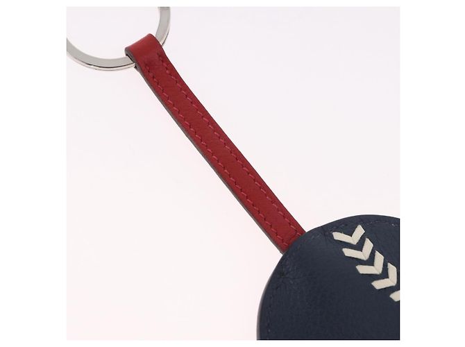 Ring Hermès Portachiavi Baseball HERMES in pelle blu navy e argento Auth bs35720V - vista 4