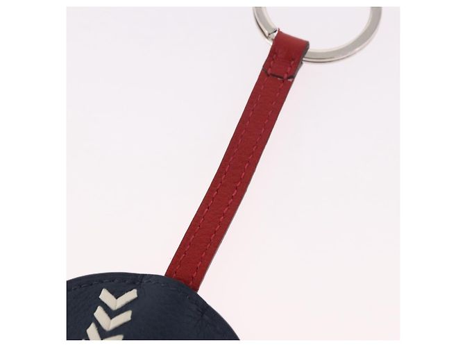 Ring Hermès Portachiavi Baseball HERMES in pelle blu navy e argento Auth bs35720V - vista 7