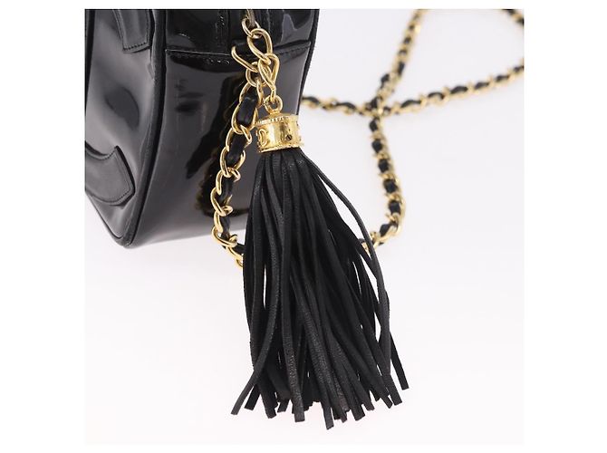 CHANEL COCO Mark Chain Shoulder Bag Patent leather Gold Black CC Auth 189232V Nero D'oro - vista 10