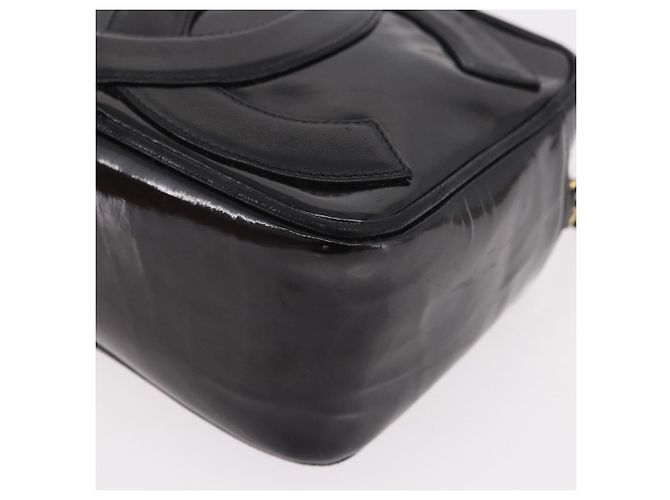 CHANEL COCO Mark Chain Shoulder Bag Patent leather Gold Black CC Auth 189232V Nero D'oro - vista 14