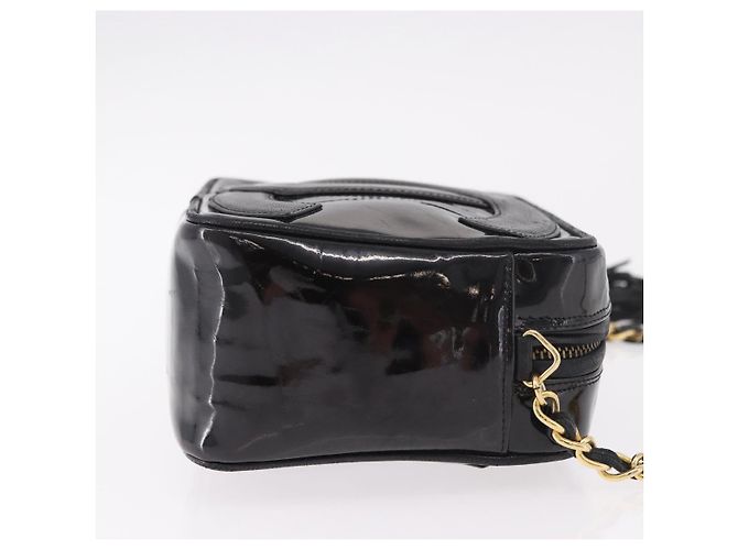 CHANEL COCO Mark Chain Shoulder Bag Patent leather Gold Black CC Auth 189232V Nero D'oro - vista 3