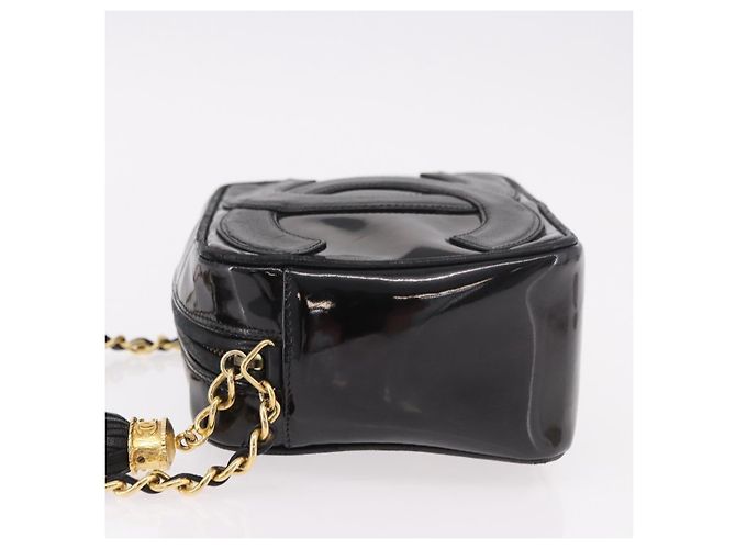 CHANEL COCO Mark Chain Shoulder Bag Patent leather Gold Black CC Auth 189232V Nero D'oro - vista 4