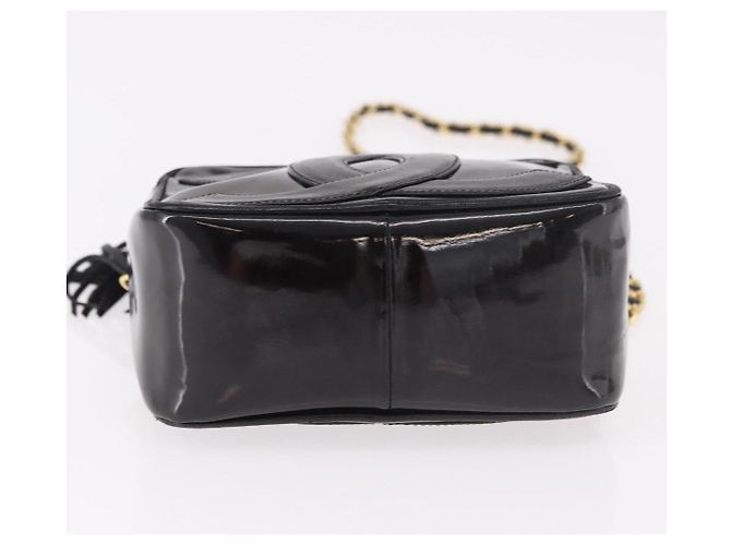 CHANEL COCO Mark Chain Shoulder Bag Patent leather Gold Black CC Auth 189232V Nero D'oro - vista 5