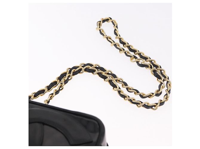 CHANEL COCO Mark Chain Shoulder Bag Patent leather Gold Black CC Auth 189232V Nero D'oro - vista 8