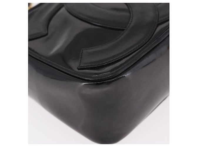 CHANEL COCO Mark Chain Shoulder Bag Patent leather Gold Black CC Auth 189232V Nero D'oro - vista 9
