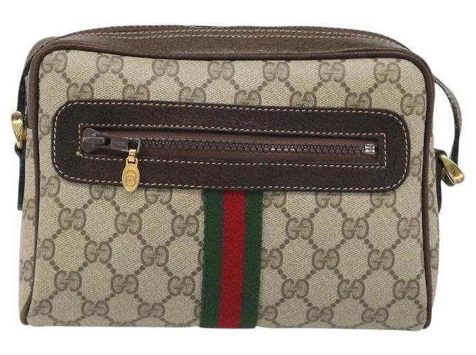 Bolso de hombro GUCCI GG Supreme Web Sherry Line PVC Beige Oro Auth 187688 Dorado - vista 13