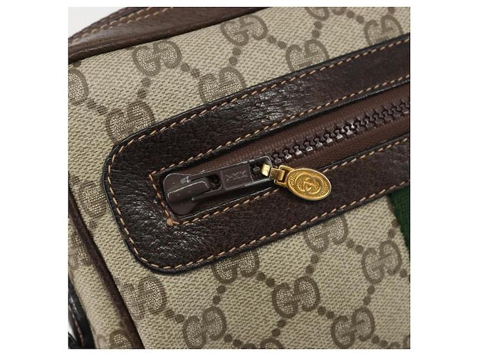 Bolso de hombro GUCCI GG Supreme Web Sherry Line PVC Beige Oro Auth 187688 Dorado - vista 18