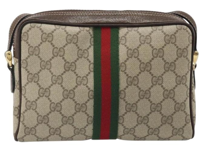 Bolso de hombro GUCCI GG Supreme Web Sherry Line PVC Beige Oro Auth 187688 Dorado - vista 2