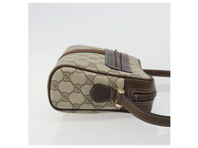 Bolso de hombro GUCCI GG Supreme Web Sherry Line PVC Beige Oro Auth 187688 Dorado - vista 3