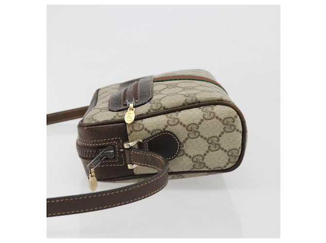 Bolso de hombro GUCCI GG Supreme Web Sherry Line PVC Beige Oro Auth 187688 Dorado - vista 4
