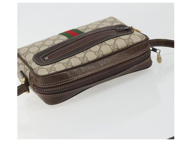 Bolso de hombro GUCCI GG Supreme Web Sherry Line PVC Beige Oro Auth 187688 Dorado - vista 6