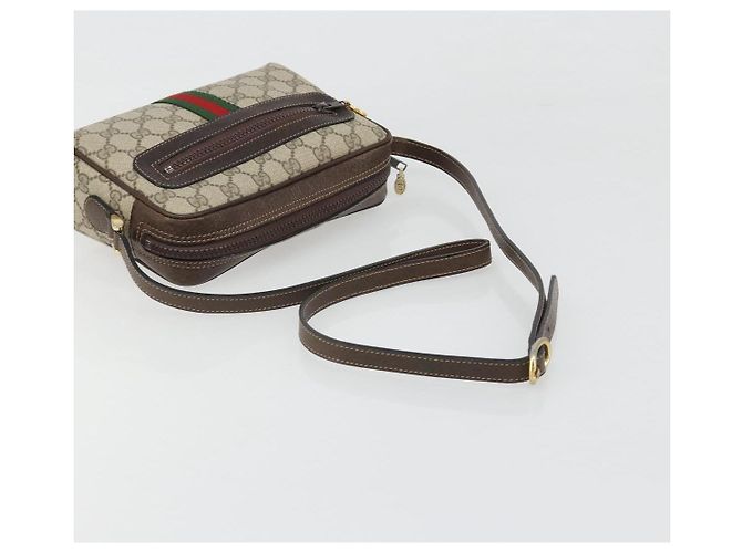 Bolso de hombro GUCCI GG Supreme Web Sherry Line PVC Beige Oro Auth 187688 Dorado - vista 7